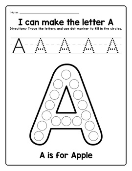 Alphabet Dot Markers Worksheets by New Skill School | TPT