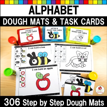 Preview of Alphabet Dough Mats and Task Cards | Fine Motor Activities | Letter Dough Mats