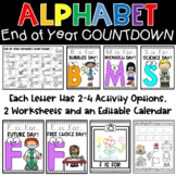 Alphabet End of Year Countdown Review Calendar and Worksheets
