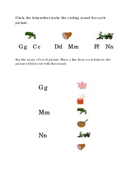 Preview of Alphabet Ending Consonants Letters G M N Kindergarten