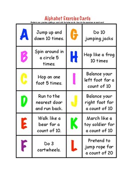 Alphabet Exercise Cards By Angel Garcia Teachers Pay Teachers