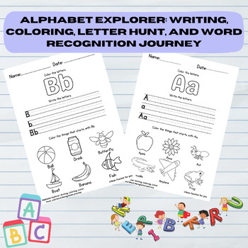 Preview of Alphabet Explorer: Writing, Coloring, Letter Hunt, and Word Recognition Journey