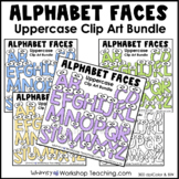 Alphabet Faces Clip Art Uppercase Letters 5 Pack 130 Images