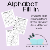 Alphabet Fill In Practice- Alphabetical Order, Letter Recognition