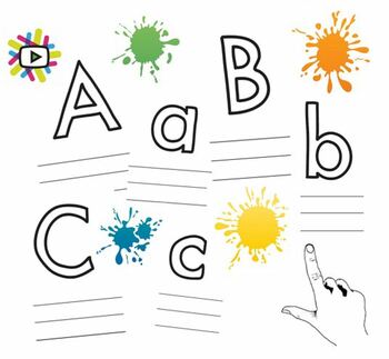 Preview of Alphabet Finger Trace Writing Outline Bubble Letters A-Z upper and lowercase