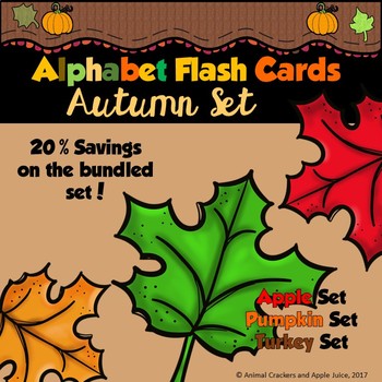 Alphabet Flash Cards Autumn Bundled Set by Animal Crackers and Apple Juice