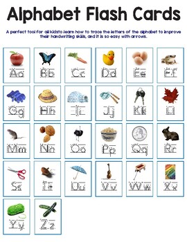 Preview of Alphabet Flash Cards Letter Size with Directional Arrows