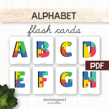 Preview of Alphabet Flash Cards Puzzle Theme by Montessori Marbles