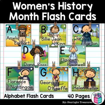 Preview of Alphabet Flash Cards for Early Readers - Women's History Month