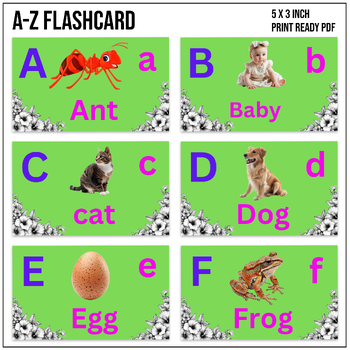 Preview of Alphabet Flash Cards with Pictures and Names - Printable PDF
