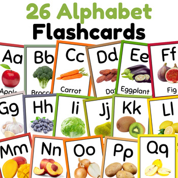 Preview of Alphabet Flashcards, 26 FlashCards, Educational A-Z Cards, Montessori