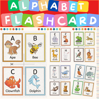 Preview of Alphabet Flashcards | Alphabet Cards | Flashcards Printable, Word Walls Letter
