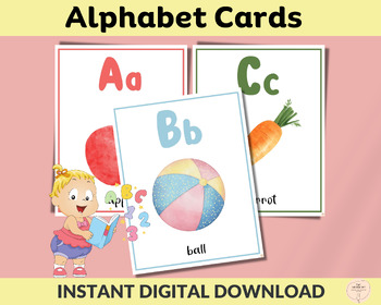 Preview of Alphabet Flashcards, Nursery and Classroom Decor, PDF