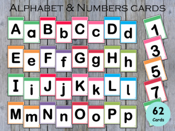 72 Cards Alphabets Letters & Numbers  Upper and Lowercase Cards 2.8 x 2.75 