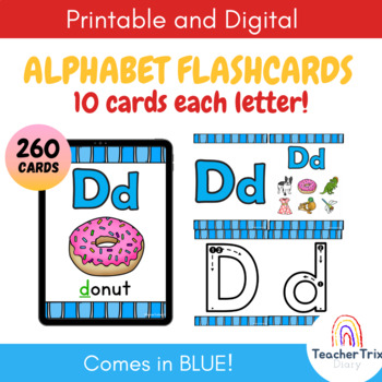 Preview of Alphabet Flashcards | Printable & Digital | Back to School | Blue