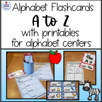 Preview of Alphabet Flashcards Word Wall cards with Printables Literacy Centers & Stations