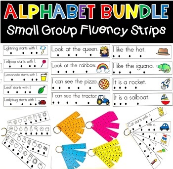 Preview of Alphabet Letter Recognition and Reading Fluency Practice Strips BUNDLE