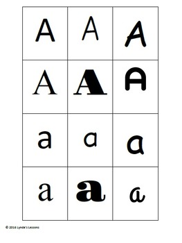 Full Alphabet Font Sort Printables- lower and upper case letters, numbers