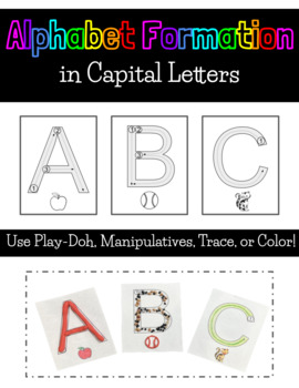 Preview of Alphabet Formation, Alphabet Drawing, Play-Doh Montessori Alphabet Tracing