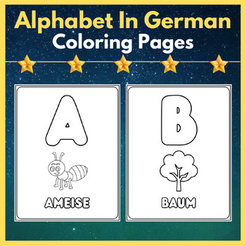 Preview of Alphabet From A to Z. Printable Coloring Pages In German To learn ABC's
