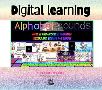 Preview of Alphabet Google Slides/ Alphabet Sounds Move it and Groove it letters BUNDLE