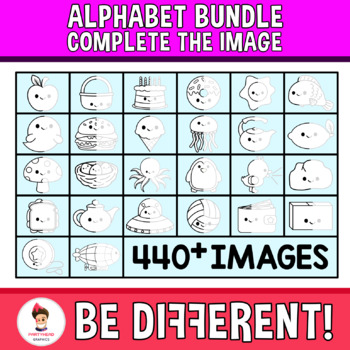 Preview of Alphabet Clipart Bundle A to Z Complete The Image Back To School