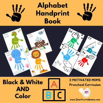 Preview of Alphabet Handprint Book, Letters, Handbook, Preschool, Kindergarten, Art