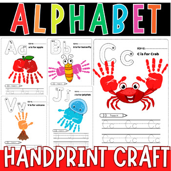 Preview of Alphabet Handprint Craft | A-Z Letter Keepsake Art | Handprint ABC Activity book