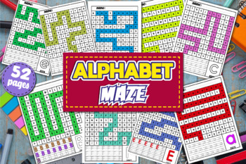 Preview of Alphabet Handwriting A-Z | letter Recognition uppercase lowercase, Alphabet Maze