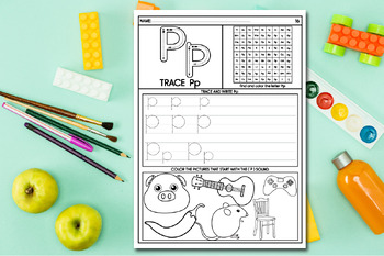 Alphabet Handwriting & Alphabet Mazes A-Z Coloring Pages Fruits Animals ...