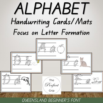 Preview of Alphabet Handwriting Cards/Mats - Queensland Beginners Font