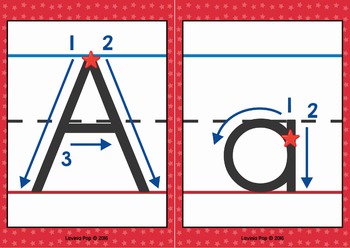 Alphabet Handwriting Cards with directional arrows - Red and Blue