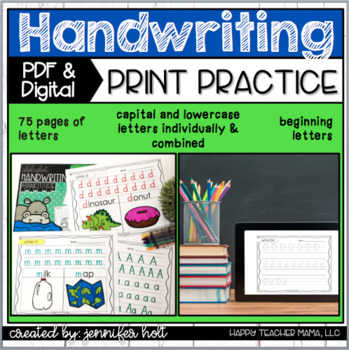 Preview of Alphabet Handwriting Print Practice | PDF & DIGITAL for Distance Learning