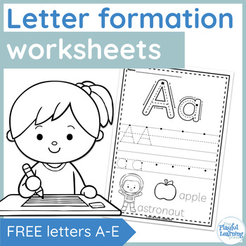 Preview of Letter formation practice sheets -  free letters A, B, C, D, E