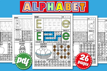 Preview of Alphabet Handwriting Practice, Mazes Puzzle Book, Tracing & Writing Worksheets