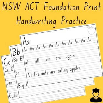 Preview of A-Z Alphabet Handwriting Practice Sheets NSW ACT Australia Foundation Print