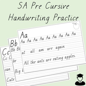 Preview of A-Z Alphabet Handwriting Practice Sheets South Australia SA Pre Cursive Print