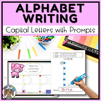 Preview of Alphabet Handwriting Practice Tracing Capital Letters Printables plus Digital
