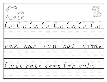 A-Z Alphabet Handwriting Practice Sheet VIC WA NT Australia Cursive ...