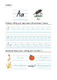 Alphabet Handwriting Practice Worksheet A-Z Vocabulary for
