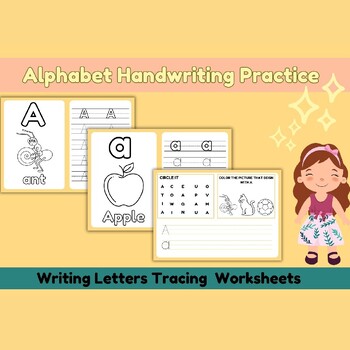 Preview of Alphabet Practice Worksheets-Trace, Write, and Color -Printables and ABC Books