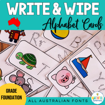 Preview of Alphabet Handwriting Letter Formation Strips - Write & Wipe - Australian fonts