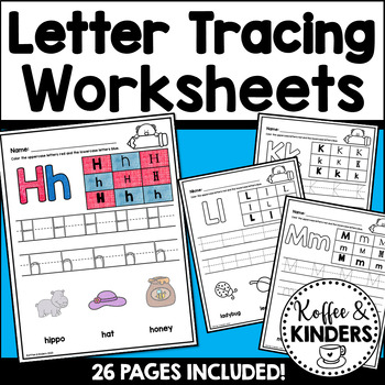 Alphabet Handwriting Tracing Worksheets by Koffee and Kinders | TPT