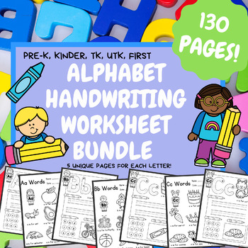 Preview of Alphabet Handwriting Worksheet Bundle - PreK, TK, Kindergarten, First Grade UTK