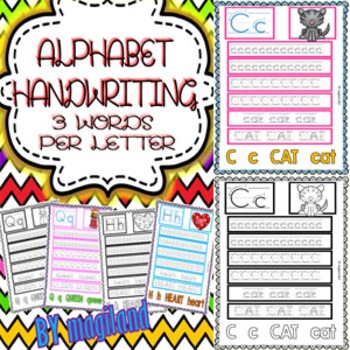 Alphabet Handwriting Worksheets (3 Words per Letter) | TpT