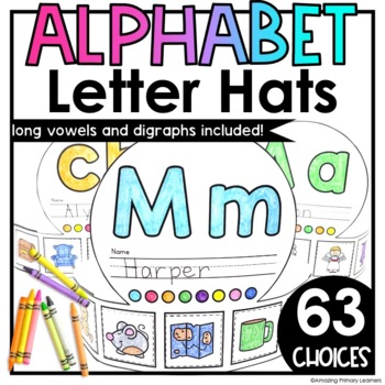 Preview of Alphabet Hats Crowns Beginning Sounds Phonics Letter Practice Back to School