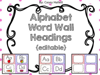 Preview of Alphabet Headings for Word Wall {editable}