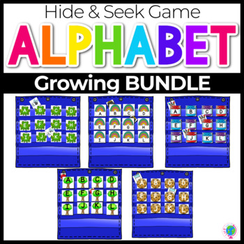 Preview of Alphabet Hide & Seek Pocket Chart Cards |Bundle
