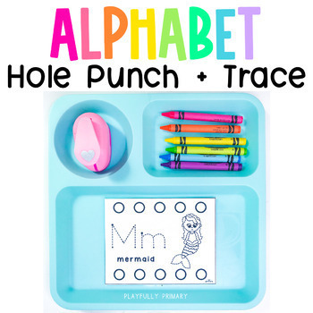Preview of Alphabet Hole Punch Activities - Fine Motor Tracing Task Box Cards