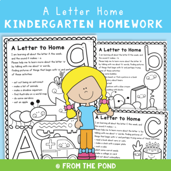 Preview of Alphabet Homework Pages for Kindergarten Letter Sounds